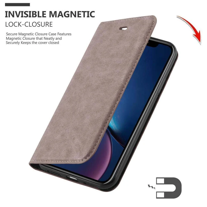 Cadorabo Hülle kompatibel mit Apple iPhone XR Schutzhülle mit Magnetverschluss, Standfunktion und Kartenfach