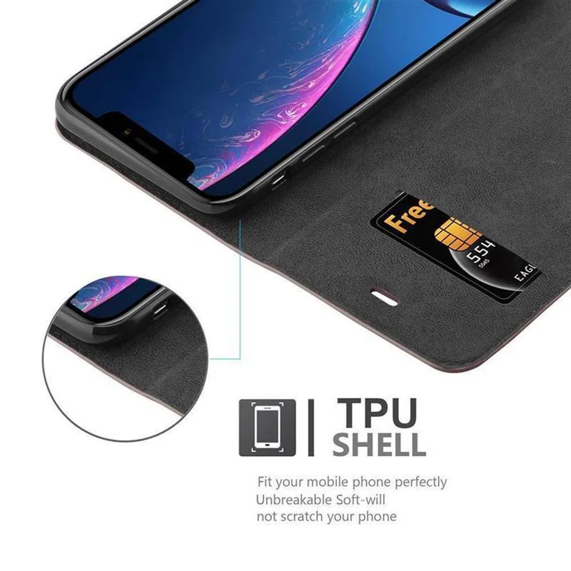 Cadorabo Hülle kompatibel mit Apple iPhone XR Schutzhülle mit Magnetverschluss, Standfunktion und Kartenfach