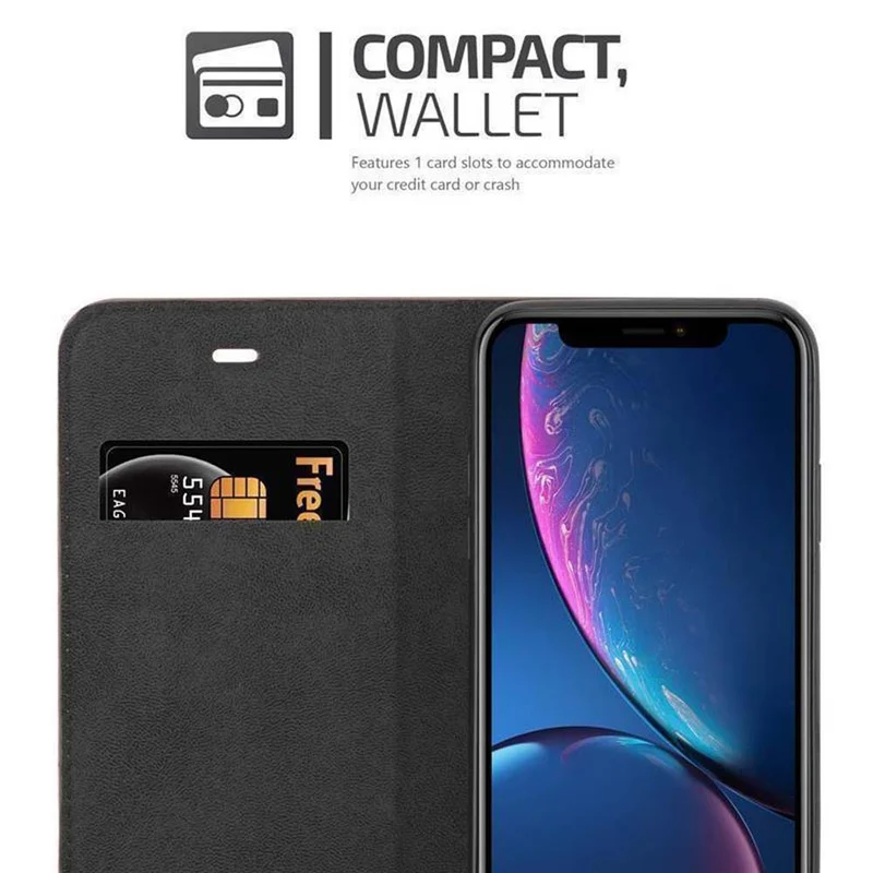Cadorabo Hülle kompatibel mit Apple iPhone XR Schutzhülle mit Magnetverschluss, Standfunktion und Kartenfach