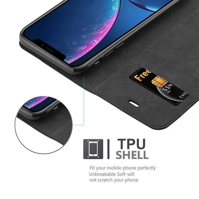 Cadorabo Hülle kompatibel mit Apple iPhone XR Schutzhülle mit Magnetverschluss, Standfunktion und Kartenfach