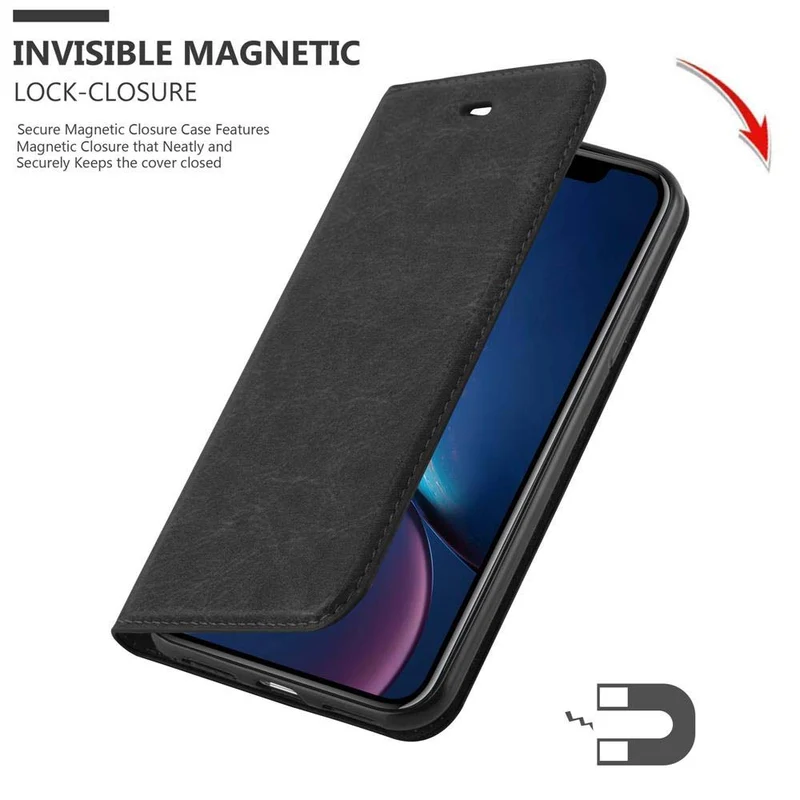 Cadorabo Hülle kompatibel mit Apple iPhone XR Schutzhülle mit Magnetverschluss, Standfunktion und Kartenfach