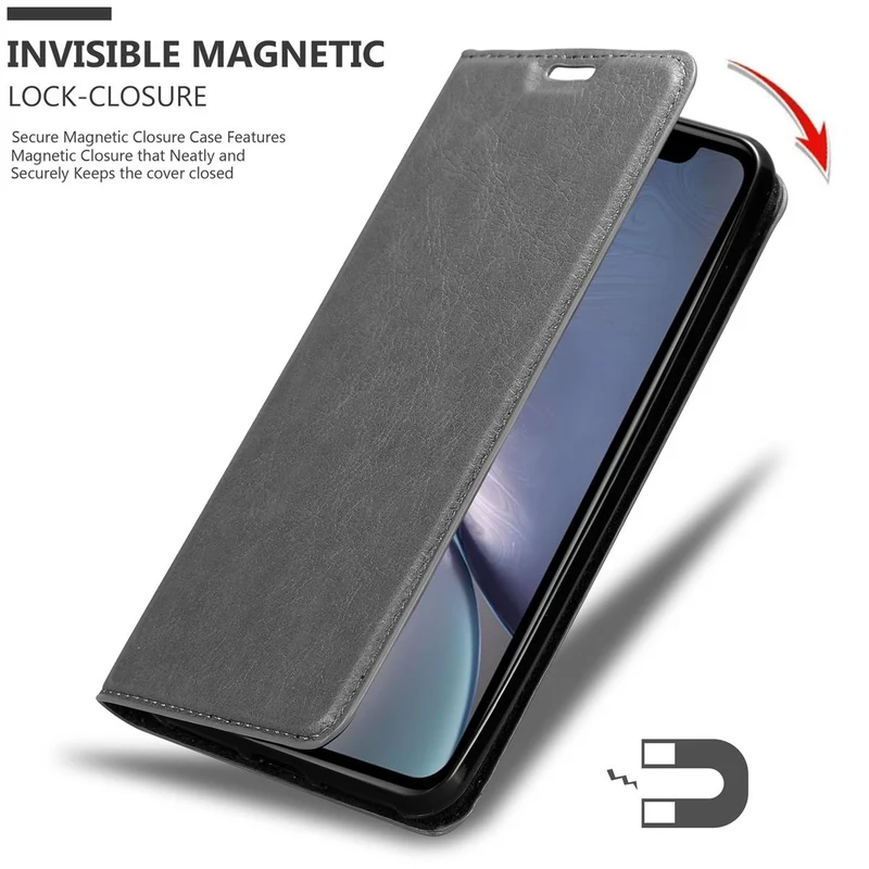 Cadorabo Hülle kompatibel mit Apple iPhone XR Schutzhülle mit Magnetverschluss, Standfunktion und Kartenfach