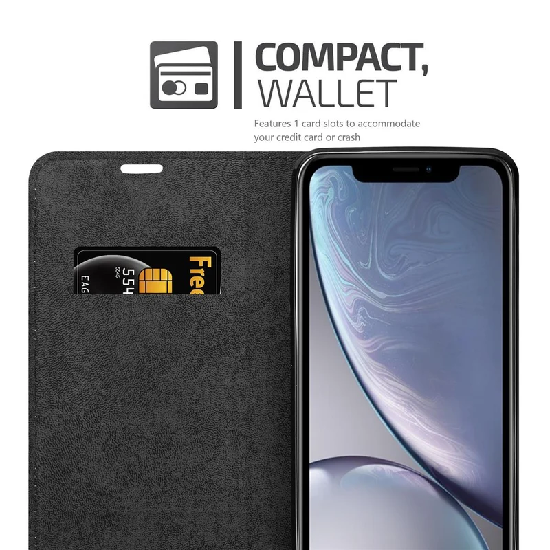 Cadorabo Hülle kompatibel mit Apple iPhone XR Schutzhülle mit Magnetverschluss, Standfunktion und Kartenfach