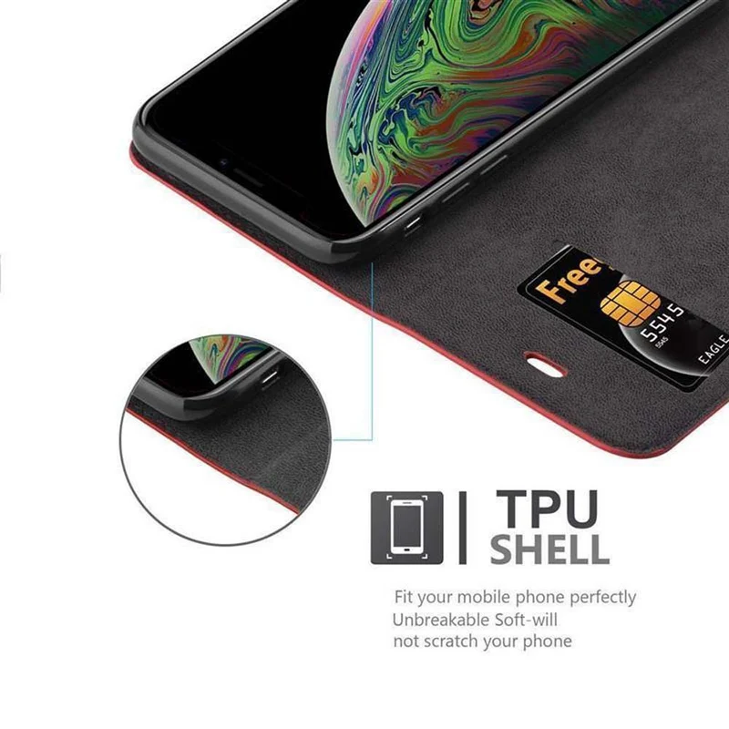 Cadorabo Hülle kompatibel mit Apple iPhone XS MAX Schutzhülle mit Magnetverschluss, Standfunktion und Kartenfach