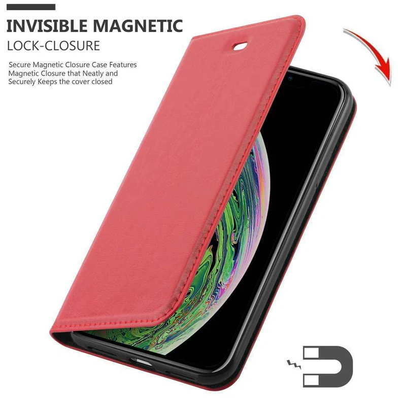 Cadorabo Hülle kompatibel mit Apple iPhone XS MAX Schutzhülle mit Magnetverschluss, Standfunktion und Kartenfach