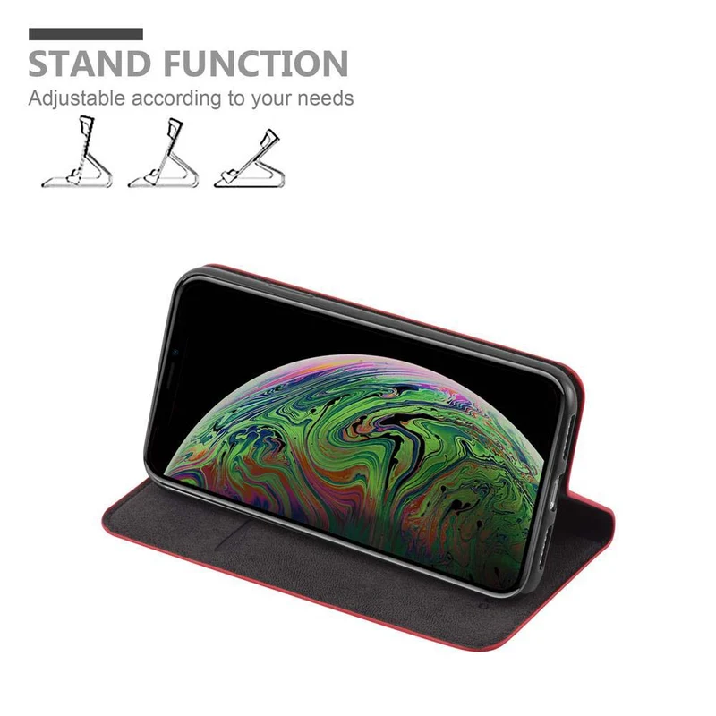 Cadorabo Hülle kompatibel mit Apple iPhone XS MAX Schutzhülle mit Magnetverschluss, Standfunktion und Kartenfach