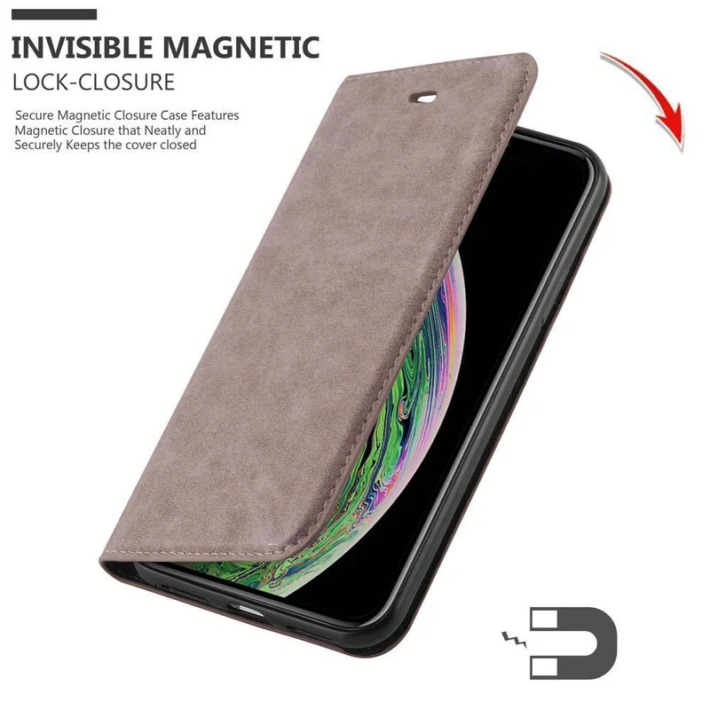 Cadorabo Hülle kompatibel mit Apple iPhone XS MAX Schutzhülle mit Magnetverschluss, Standfunktion und Kartenfach