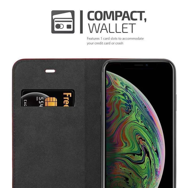Cadorabo Hülle kompatibel mit Apple iPhone XS MAX Schutzhülle mit Magnetverschluss, Standfunktion und Kartenfach