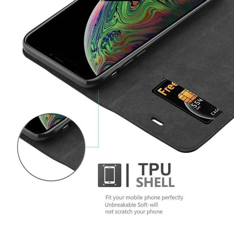 Cadorabo Hülle kompatibel mit Apple iPhone XS MAX Schutzhülle mit Magnetverschluss, Standfunktion und Kartenfach