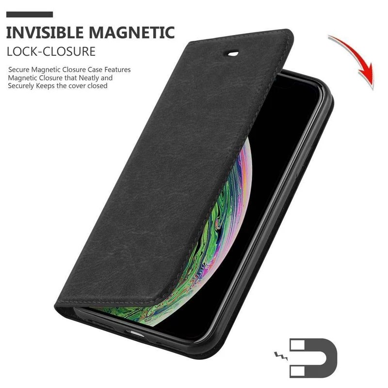 Cadorabo Hülle kompatibel mit Apple iPhone XS MAX Schutzhülle mit Magnetverschluss, Standfunktion und Kartenfach