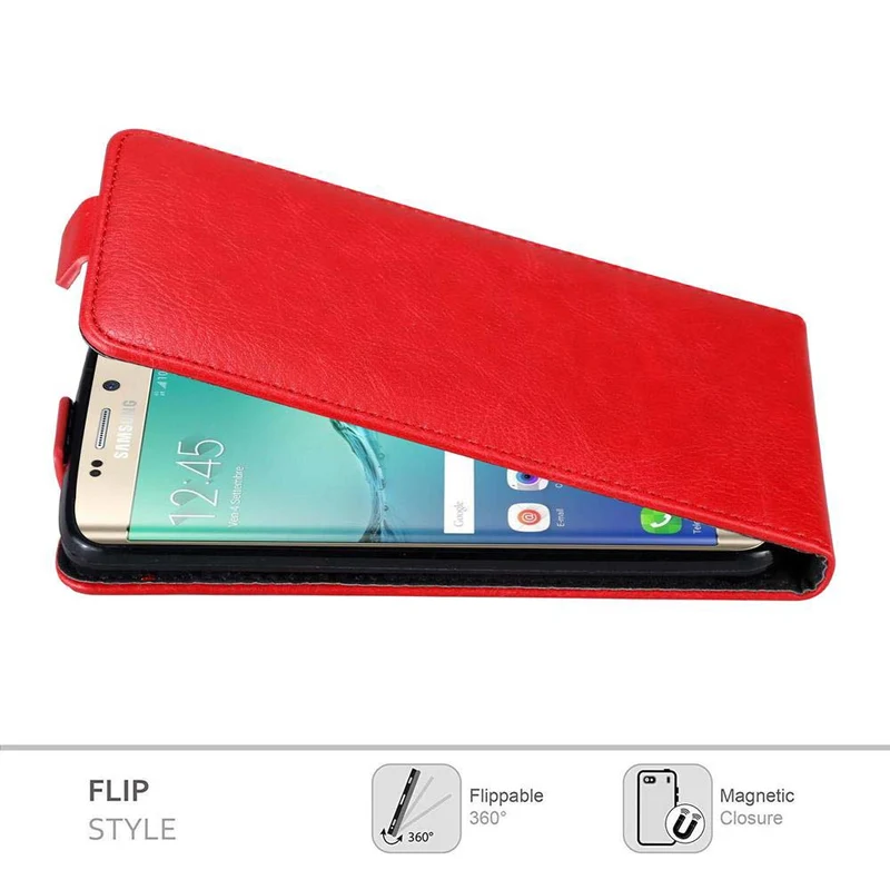 Cadorabo Hülle kompatibel mit Samsung Galaxy S6 EDGE PLUS Schutzhülle im Flip Design mit Magnetverschluss