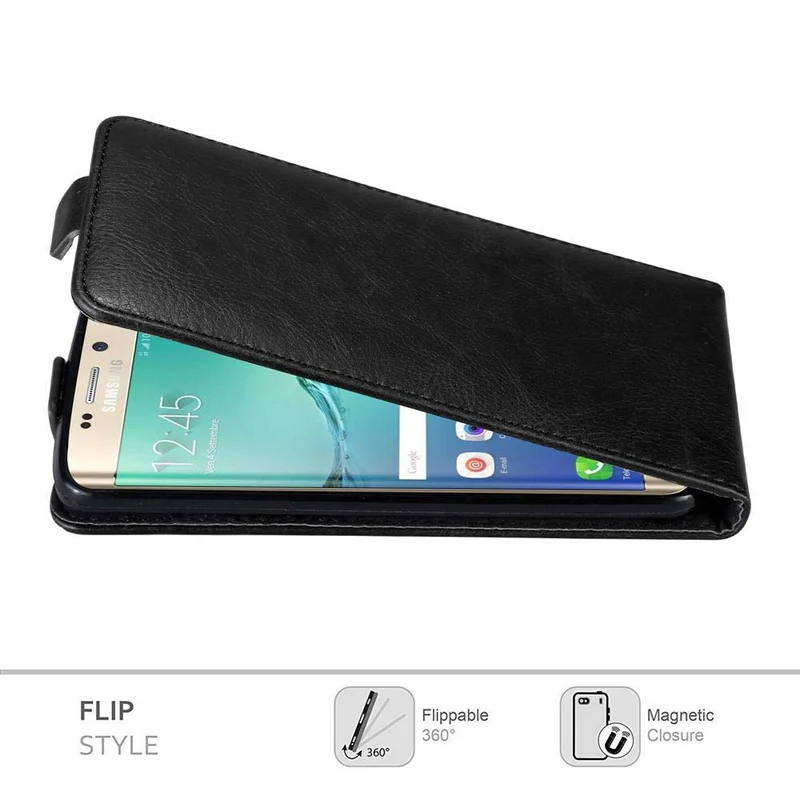 Cadorabo Hülle kompatibel mit Samsung Galaxy S6 EDGE PLUS Schutzhülle im Flip Design mit Magnetverschluss