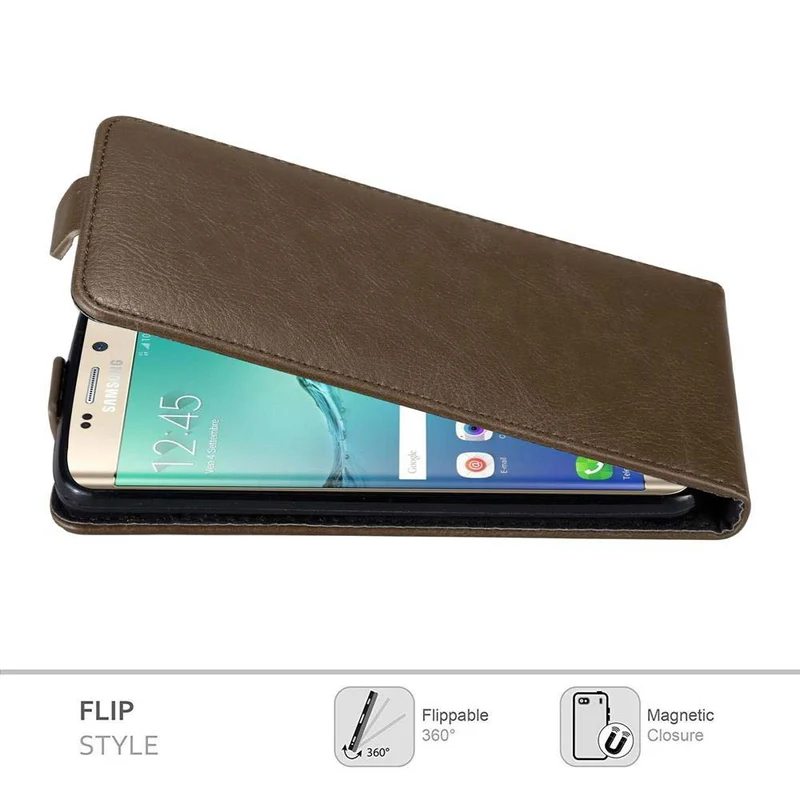 Cadorabo Hülle kompatibel mit Samsung Galaxy S6 EDGE PLUS Schutzhülle im Flip Design mit Magnetverschluss