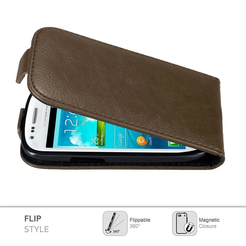 Cadorabo Hülle kompatibel mit Samsung Galaxy S3 MINI Schutzhülle im Flip Design mit Magnetverschluss
