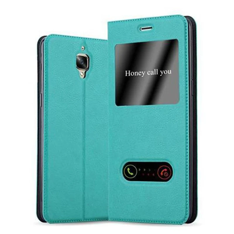 Cadorabo Hülle kompatibel mit OnePlus 3 / 3T Schutzhülle mit Magnetverschluss, Standfunktion und 2 Sichtfenstern