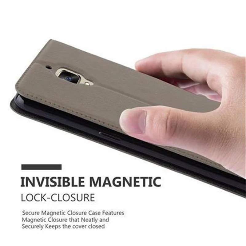 Cadorabo Hülle kompatibel mit OnePlus 3 / 3T Schutzhülle mit Magnetverschluss, Standfunktion und 2 Sichtfenstern