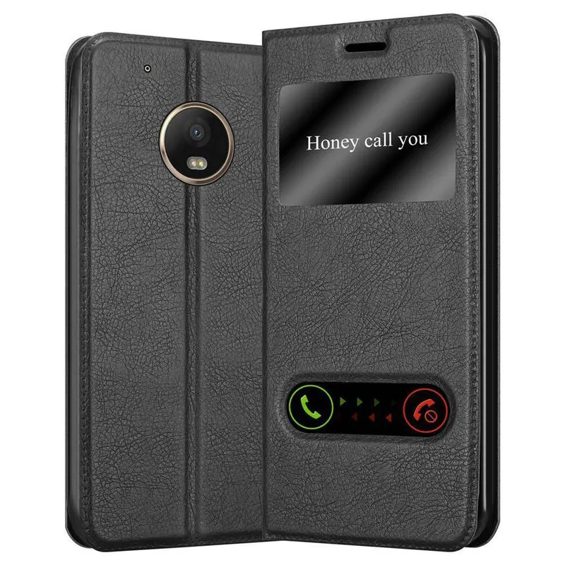 Cadorabo Hülle kompatibel mit Motorola MOTO G5 PLUS Schutzhülle mit Magnetverschluss, Standfunktion und 2 Sichtfenstern
