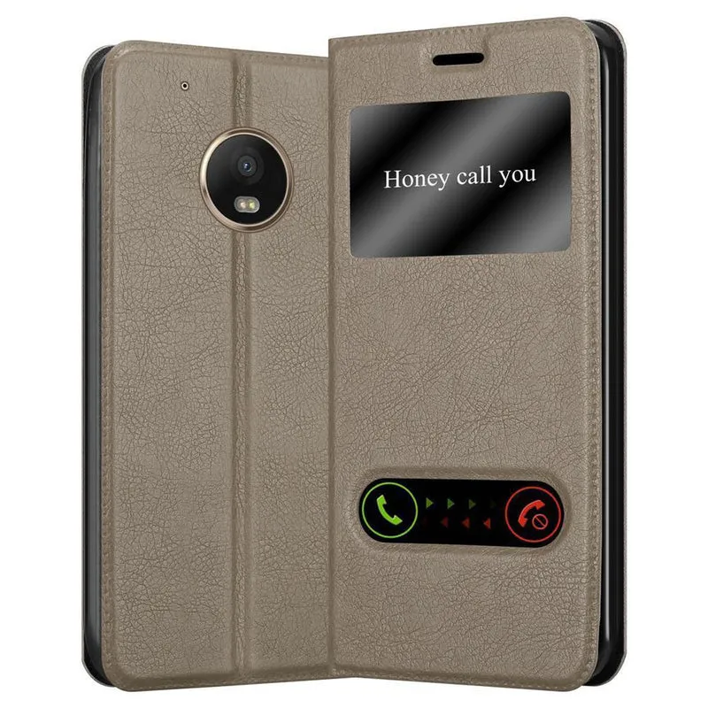 Cadorabo Hülle kompatibel mit Motorola MOTO G5 PLUS Schutzhülle mit Magnetverschluss, Standfunktion und 2 Sichtfenstern