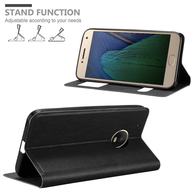 Cadorabo Hülle kompatibel mit Motorola MOTO G5 PLUS Schutzhülle mit Magnetverschluss, Standfunktion und 2 Sichtfenstern