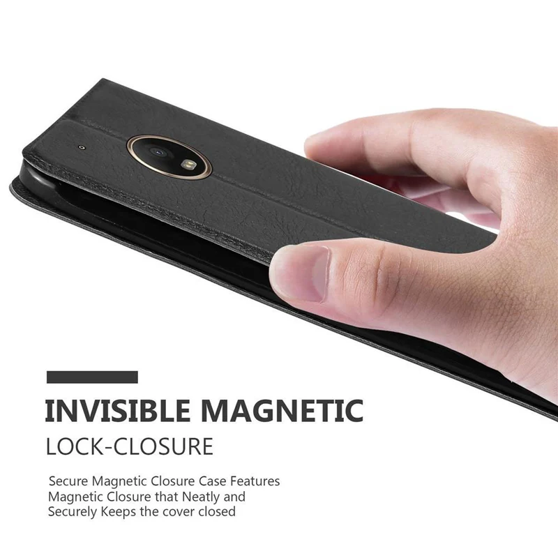 Cadorabo Hülle kompatibel mit Motorola MOTO G5 PLUS Schutzhülle mit Magnetverschluss, Standfunktion und 2 Sichtfenstern
