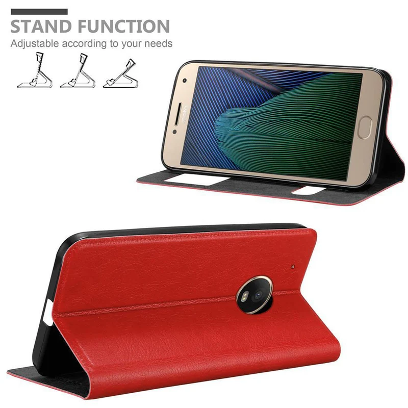 Cadorabo Hülle kompatibel mit Motorola MOTO G5 PLUS Schutzhülle mit Magnetverschluss, Standfunktion und 2 Sichtfenstern