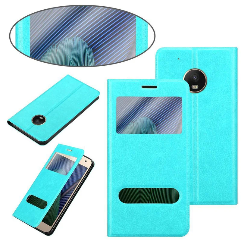 Cadorabo Hülle kompatibel mit Motorola MOTO G5 PLUS Schutzhülle mit Magnetverschluss, Standfunktion und 2 Sichtfenstern
