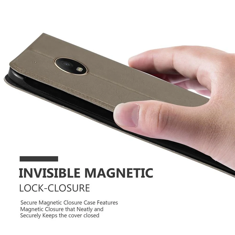 Cadorabo Hülle kompatibel mit Motorola MOTO G5 PLUS Schutzhülle mit Magnetverschluss, Standfunktion und 2 Sichtfenstern