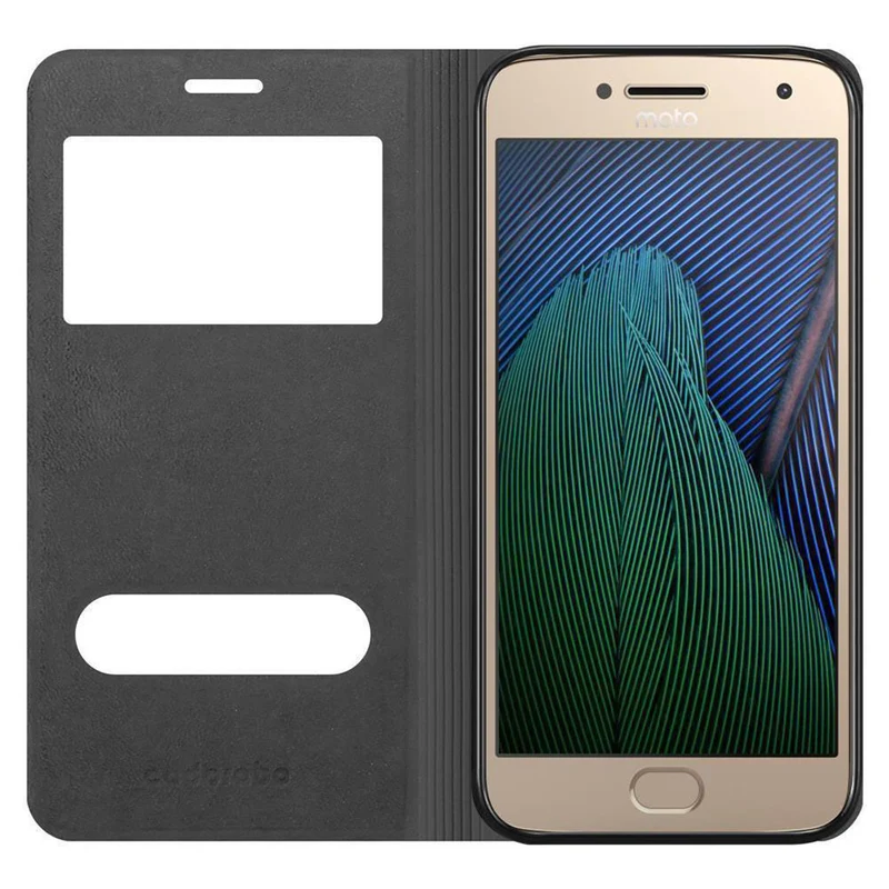 Cadorabo Hülle kompatibel mit Motorola MOTO G5 PLUS Schutzhülle mit Magnetverschluss, Standfunktion und 2 Sichtfenstern