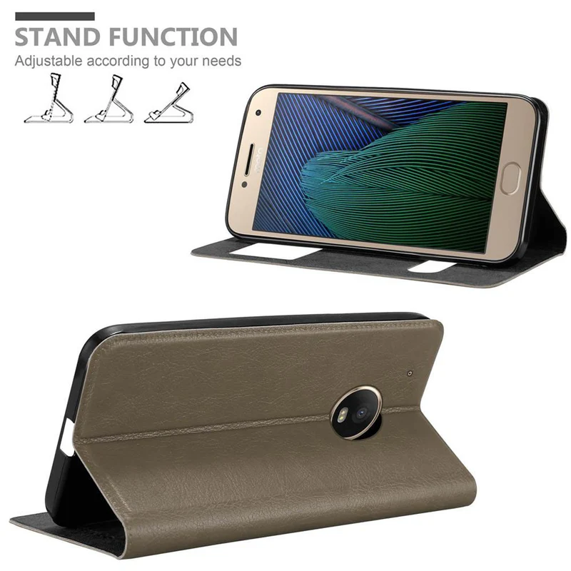 Cadorabo Hülle kompatibel mit Motorola MOTO G5 PLUS Schutzhülle mit Magnetverschluss, Standfunktion und 2 Sichtfenstern
