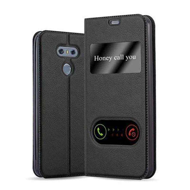 Cadorabo Hülle kompatibel mit LG G6 Schutzhülle mit Magnetverschluss, Standfunktion und 2 Sichtfenstern