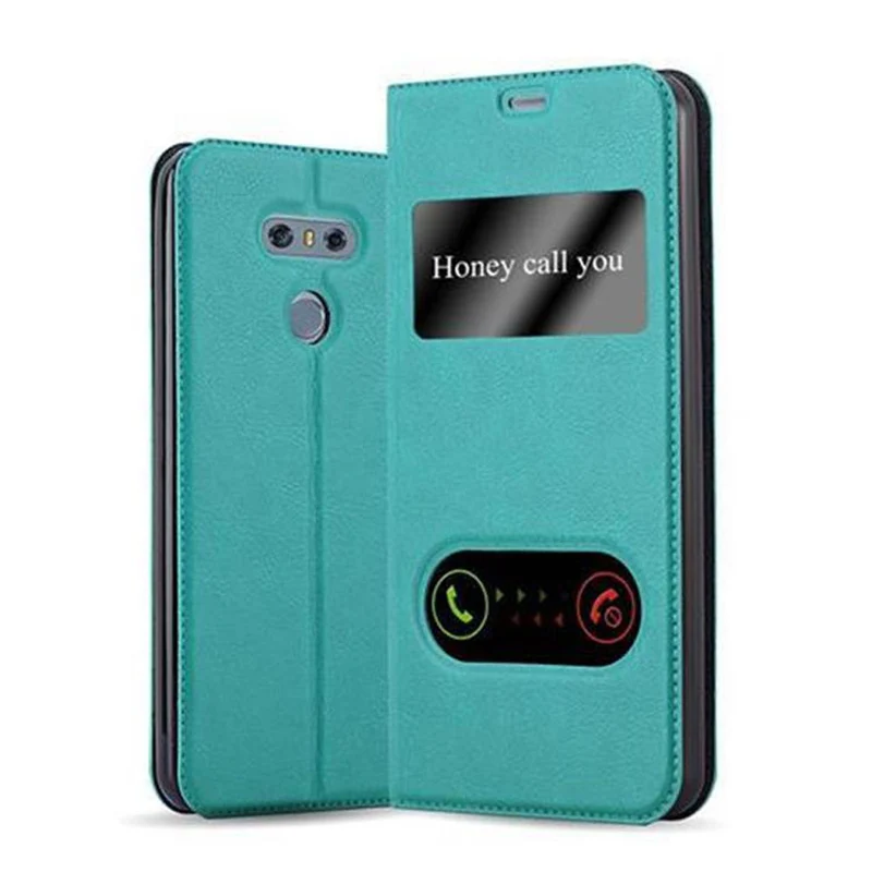 Cadorabo Hülle kompatibel mit LG G6 Schutzhülle mit Magnetverschluss, Standfunktion und 2 Sichtfenstern