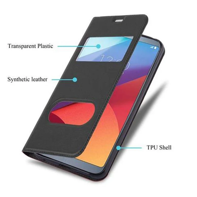 Cadorabo Hülle kompatibel mit LG G6 Schutzhülle mit Magnetverschluss, Standfunktion und 2 Sichtfenstern