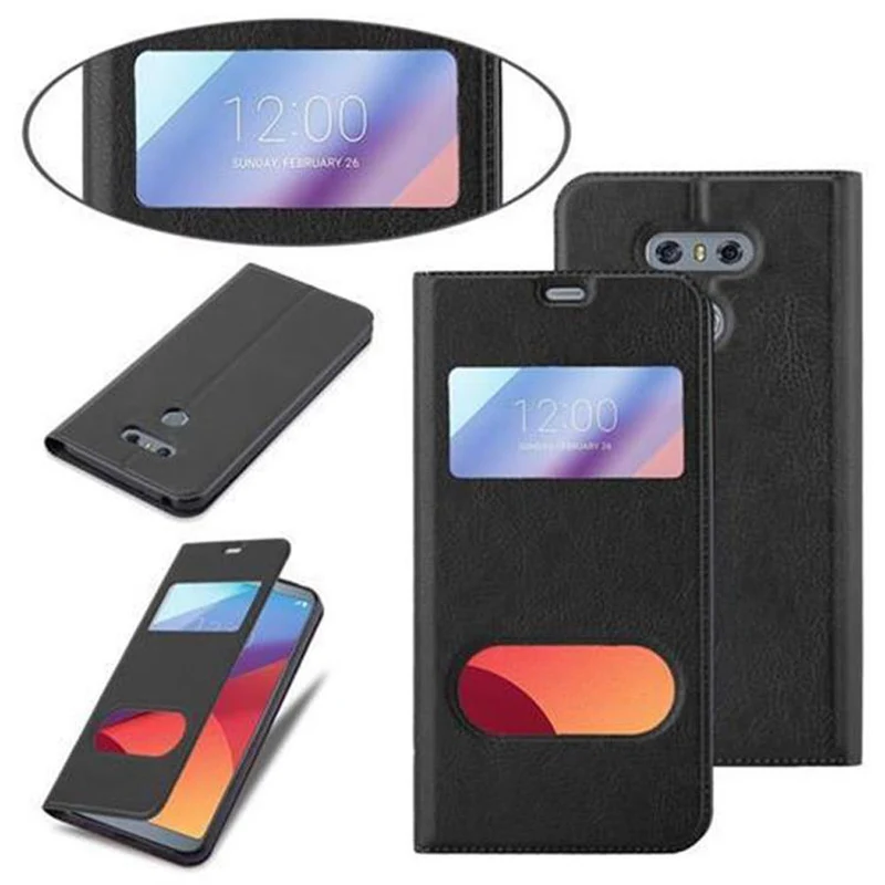 Cadorabo Hülle kompatibel mit LG G6 Schutzhülle mit Magnetverschluss, Standfunktion und 2 Sichtfenstern