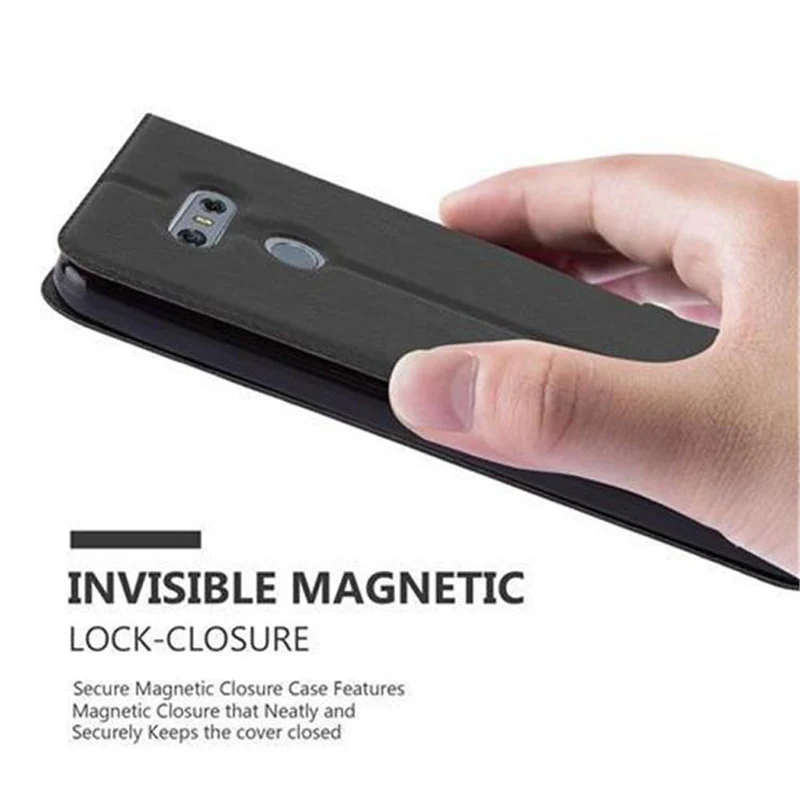 Cadorabo Hülle kompatibel mit LG G6 Schutzhülle mit Magnetverschluss, Standfunktion und 2 Sichtfenstern