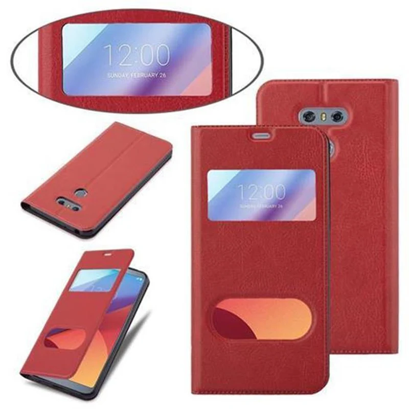 Cadorabo Hülle kompatibel mit LG G6 Schutzhülle mit Magnetverschluss, Standfunktion und 2 Sichtfenstern