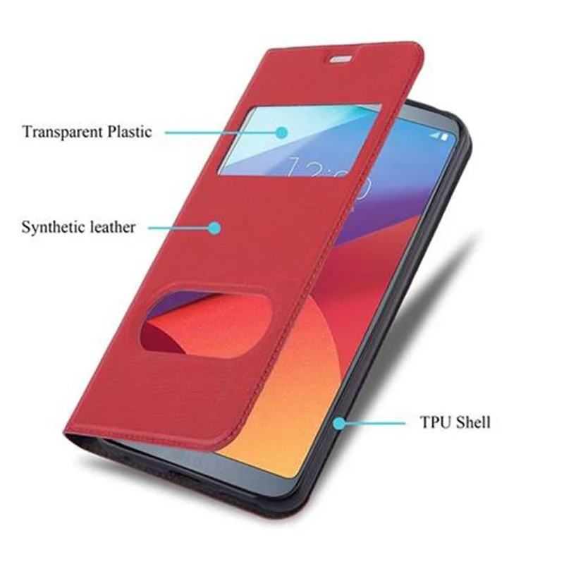 Cadorabo Hülle kompatibel mit LG G6 Schutzhülle mit Magnetverschluss, Standfunktion und 2 Sichtfenstern