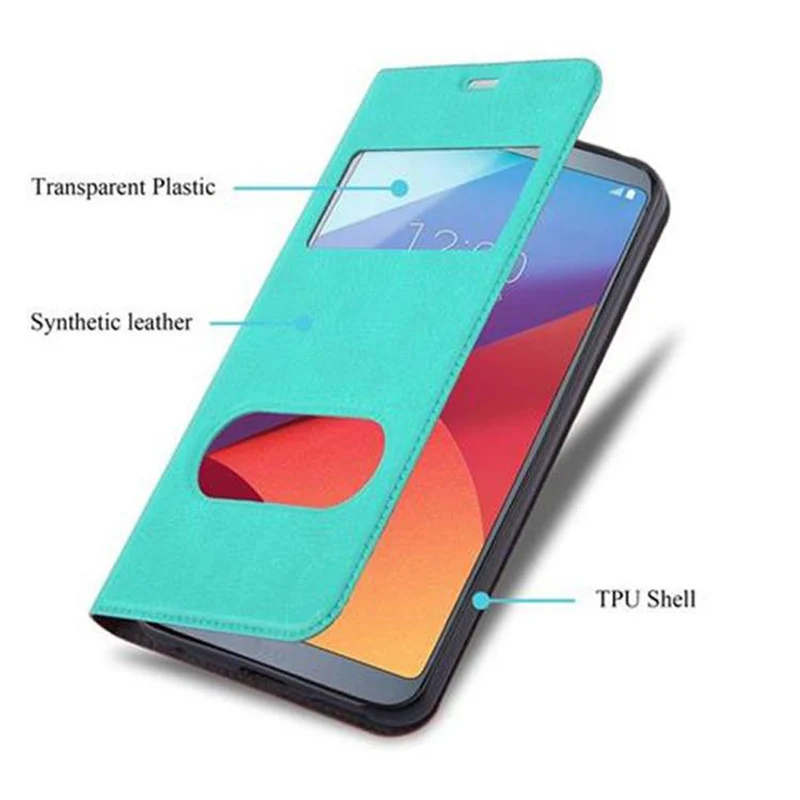 Cadorabo Hülle kompatibel mit LG G6 Schutzhülle mit Magnetverschluss, Standfunktion und 2 Sichtfenstern
