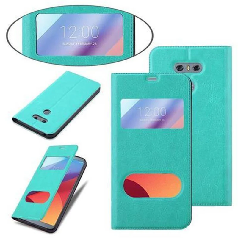 Cadorabo Hülle kompatibel mit LG G6 Schutzhülle mit Magnetverschluss, Standfunktion und 2 Sichtfenstern