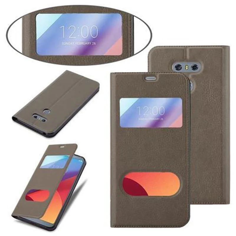 Cadorabo Hülle kompatibel mit LG G6 Schutzhülle mit Magnetverschluss, Standfunktion und 2 Sichtfenstern