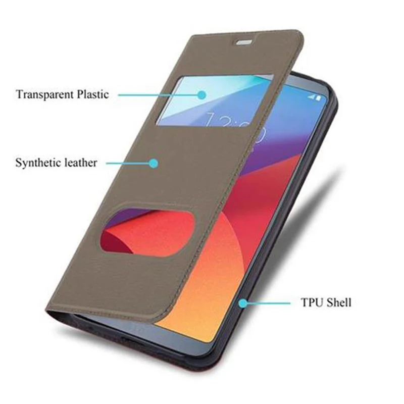 Cadorabo Hülle kompatibel mit LG G6 Schutzhülle mit Magnetverschluss, Standfunktion und 2 Sichtfenstern