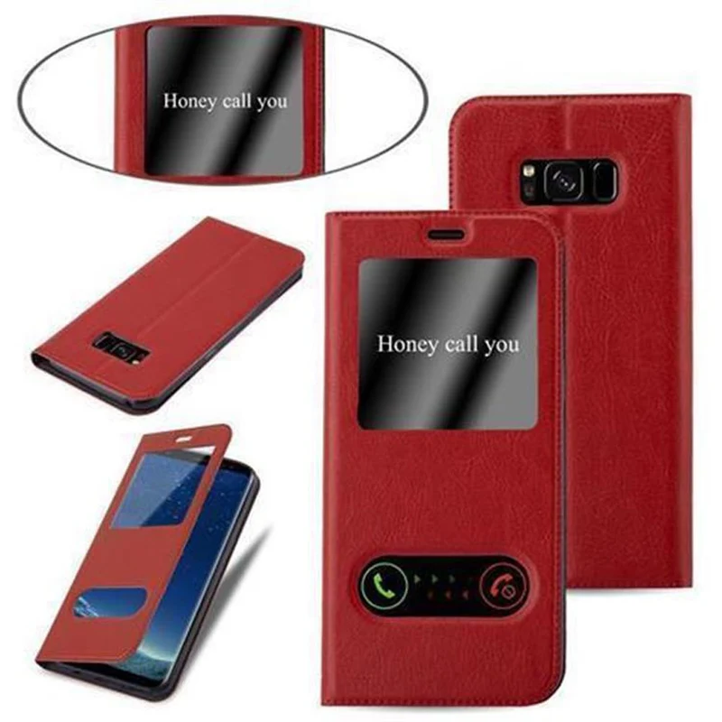 Cadorabo Hülle kompatibel mit Samsung Galaxy S8 PLUS Schutzhülle mit Magnetverschluss, Standfunktion und 2 Sichtfenstern