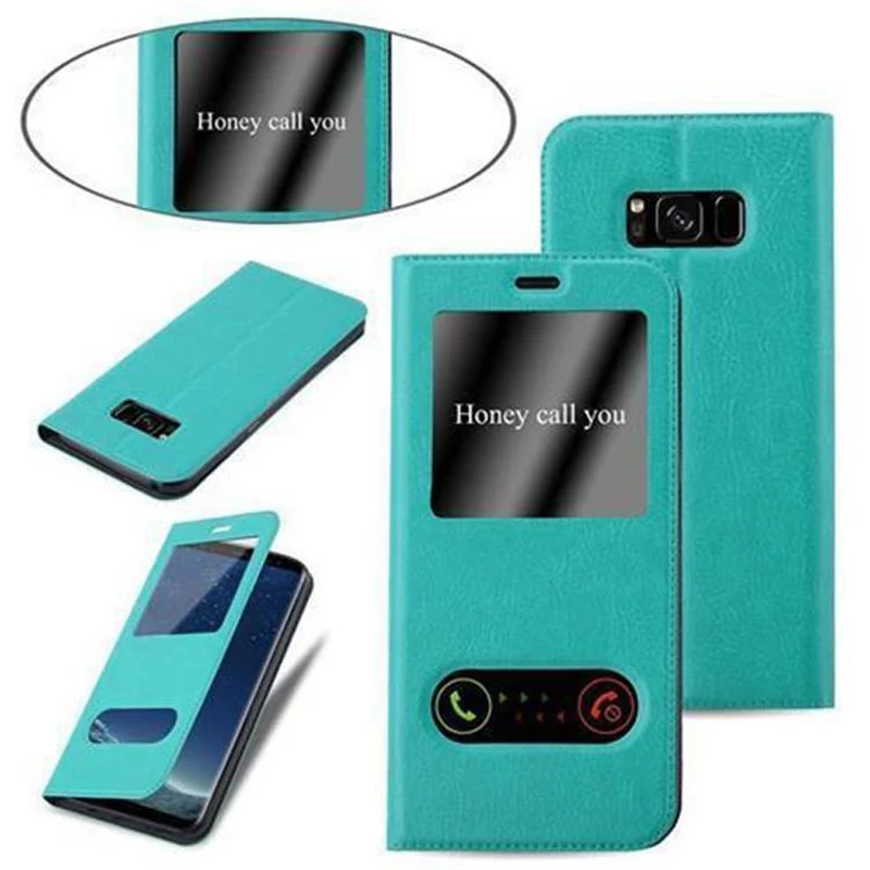 Cadorabo Hülle kompatibel mit Samsung Galaxy S8 PLUS Schutzhülle mit Magnetverschluss, Standfunktion und 2 Sichtfenstern