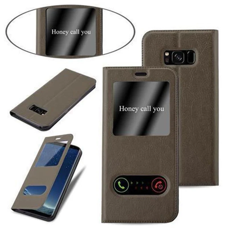 Cadorabo Hülle kompatibel mit Samsung Galaxy S8 PLUS Schutzhülle mit Magnetverschluss, Standfunktion und 2 Sichtfenstern