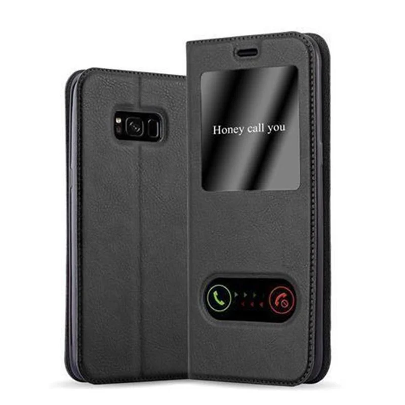 Cadorabo Hülle kompatibel mit Samsung Galaxy S8 Schutzhülle mit Magnetverschluss, Standfunktion und 2 Sichtfenstern