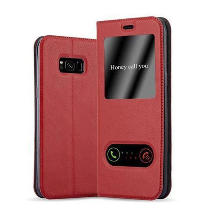 Cadorabo Hülle kompatibel mit Samsung Galaxy S8 Schutzhülle mit Magnetverschluss, Standfunktion und 2 Sichtfenstern