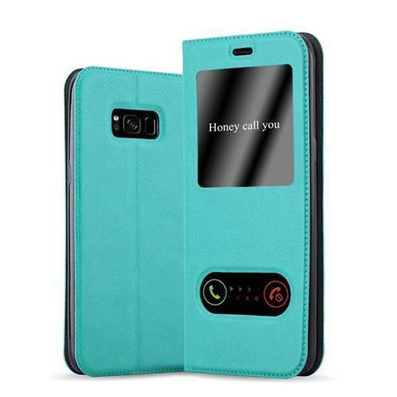 Cadorabo Hülle kompatibel mit Samsung Galaxy S8 Schutzhülle mit Magnetverschluss, Standfunktion und 2 Sichtfenstern