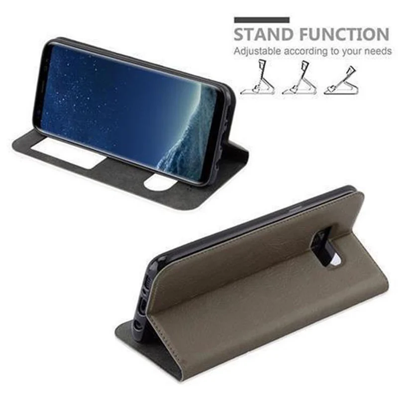 Cadorabo Hülle kompatibel mit Samsung Galaxy S8 Schutzhülle mit Magnetverschluss, Standfunktion und 2 Sichtfenstern