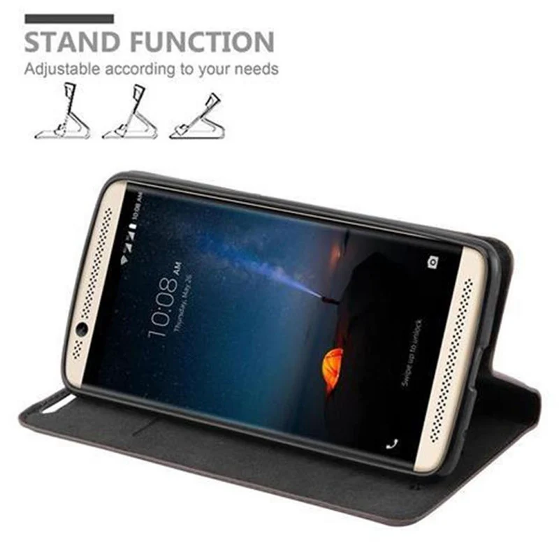 Cadorabo Hülle kompatibel mit ZTE Axon 7 Schutzhülle mit Magnetverschluss, Standfunktion und Kartenfach
