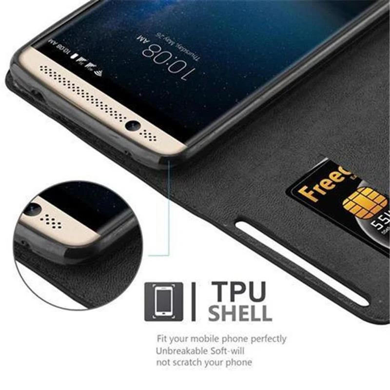 Cadorabo Hülle kompatibel mit ZTE Axon 7 Schutzhülle mit Magnetverschluss, Standfunktion und Kartenfach