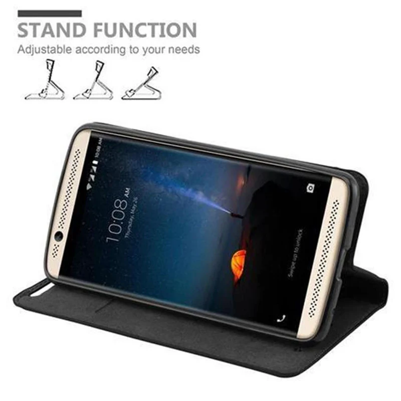 Cadorabo Hülle kompatibel mit ZTE Axon 7 Schutzhülle mit Magnetverschluss, Standfunktion und Kartenfach